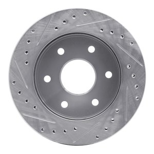 Cadillac Escalade Brake Rotor (1) - Front Right - R1 Concepts - Drilled & Slotted - Silver - `88-`00